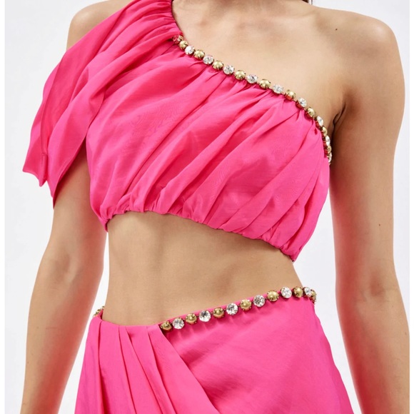 Area Crystal Dome Draped Top and Skirt Set size 10 in Pink - Picture 2 of 9